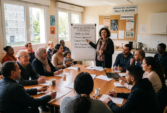 Locataires réunis pour leur amicale de résidence HLM en Seine-Maritime