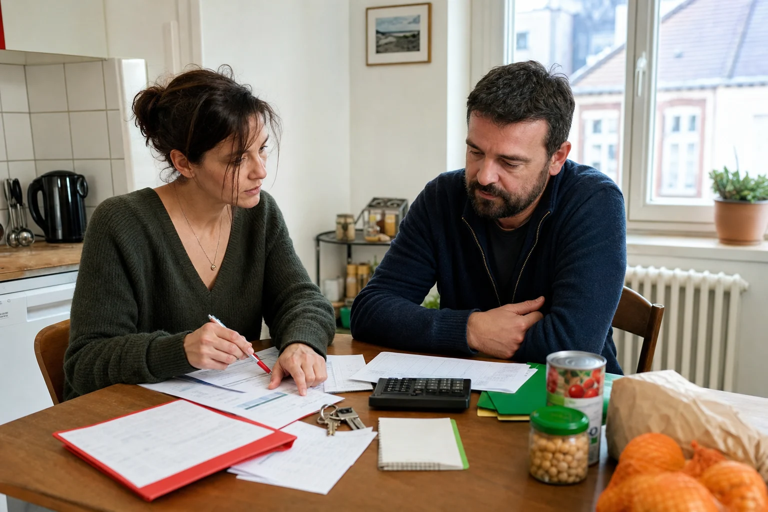 Une locataire examine son budget logement avec un représentant associatif